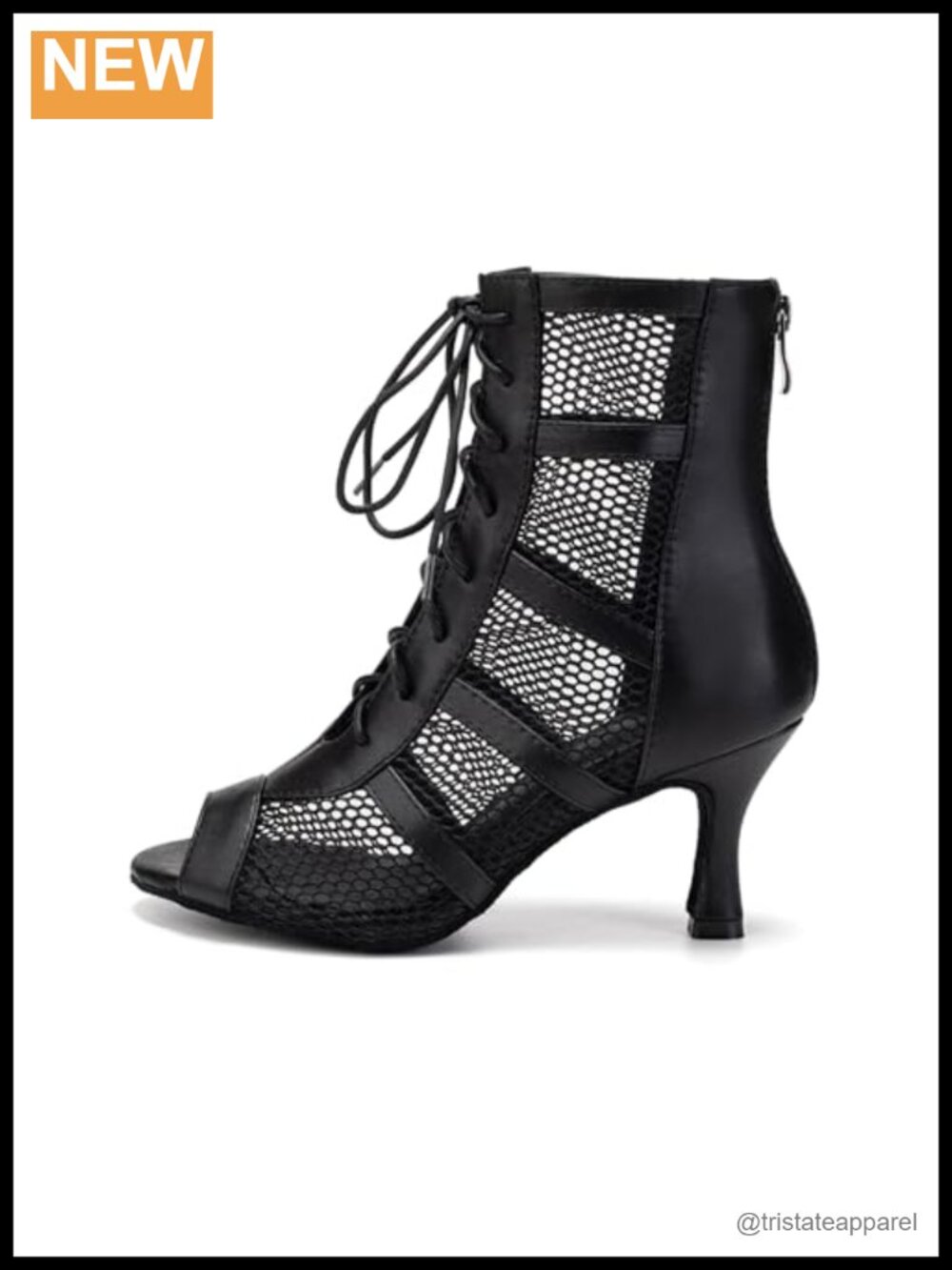 AOQUNFS Women's Ballroom Dance Shoes Open Toe Ankle Boots Latin Dance Heels